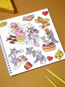 TOM & JERRY X SHEIN Bộ sticker hoạt hình dễ thương, sticker trang trí, bộ decal phù hợp cho ốp điện thoại, laptop, album thủ công tự làm, sổ tay Bullet Journal, sổ lưu niệm. - Nhiều màu - Xem 4