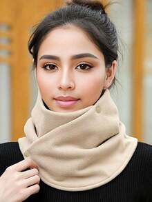 A Multi-Functional Solid-Colored Warm-Colored Scarf, Suitable For Ladies In Autumn And Winter. A Soft And Comfortable Outdoor Travel Scarf With Windproof Function, With A Small Neck Wrap Style, Suitable For Men In Autumn And Winter. A Windproof And Warm Outdoor Cycling Plush Scarf That Covers The Neck And Shoulders - Multicolor - View 3