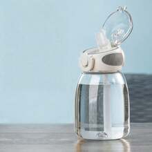 1 Piece 400ml/13.5 Ounces, Leak Proof, Drop Proof, Splash Proof, PC+Anti Slip Silicone Material, INS Style Portable Straw Cup, Straight Anti Slip Patterned Cup Body, One Click Bounce Anti Splash Cup Lid, All Season Outdoor Adventure Travel Water Tool