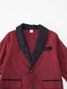 SHEIN 4 件套青少年男孩高端优雅时尚正式西装套装，适合宴会、婚礼、舞台表演、主持人、四季绅士装。包含：西装外套 + 修身背心 + 纯白长袖衬衫 + 休闲裤 - 酒紅色 - 查看 4