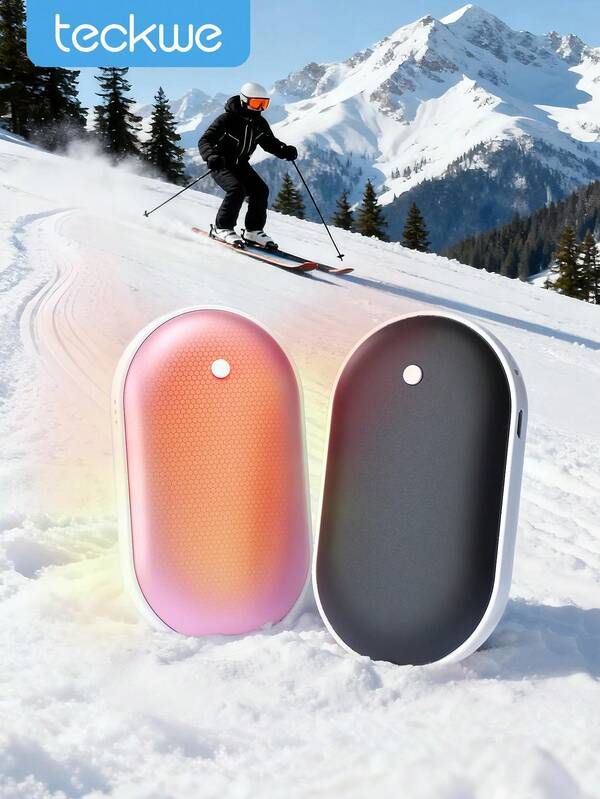 Teckwe Hand Warmer With Heat On Both Sides, Rechargeable Portable Pocket Warmer, Long-Lasting Heating Winter Essential For Outdoor Camping