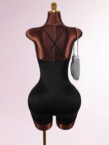 Body de mujer de unicolor y sexy de malla - Negro - Ver 4