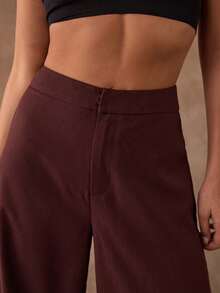SHEIN BAE Pantalones rectos casuales para mujer - Óxido marrón - Ver 3