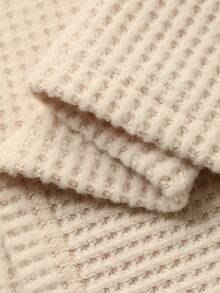 FRIFUL 女士宽松圆领半拉链撞色袖口和门襟华夫格纹理休闲T恤