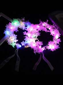 LED Flower Crowns Headbands - Mardi Gras Light Up Headband For Women, Garlands Glowing Floral Wreath Crowns For Wedding Beach Party Birthday Cosplay - Valentine's Day, Flowers, Couples, Love, Sets Gifts, Funny Gifts, Ribbon, Balloons - Multi-color light - View 5