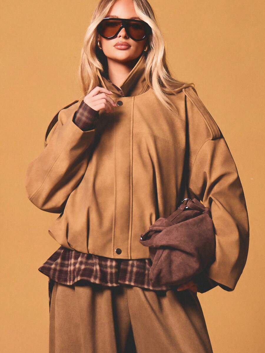MISSGUIDED Luxury Western Fall Winter Festival Boho Desert Casual Statement Fashion Jacket - Camel - View 1