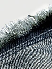 ROMWE Hippie Y2K Baddie Streetwear Sexy V-Neck Distressed Denim Crop Top For Women