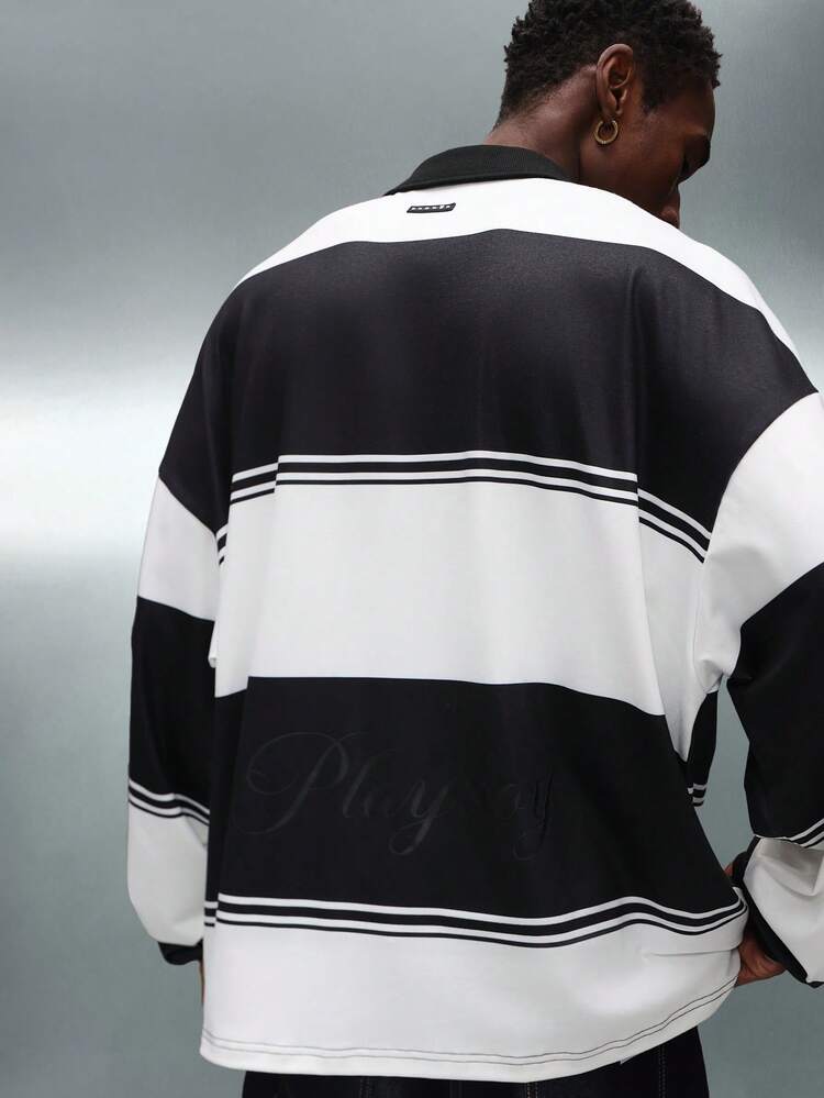 PLAYBOY X SUMWON Maglia da rugby a righe a manica lunga con colletto