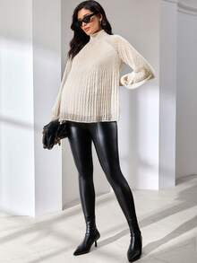 MaterniWear 办公室、商务、孕妇装工作款插肩袖优雅衬衫 - 白色 - 查看 6