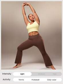 GLOWMODE FeatherFit™ U Neck U Back Cropped Sports Bra Tank Top Low Impact Yoga Daily Removable Cups