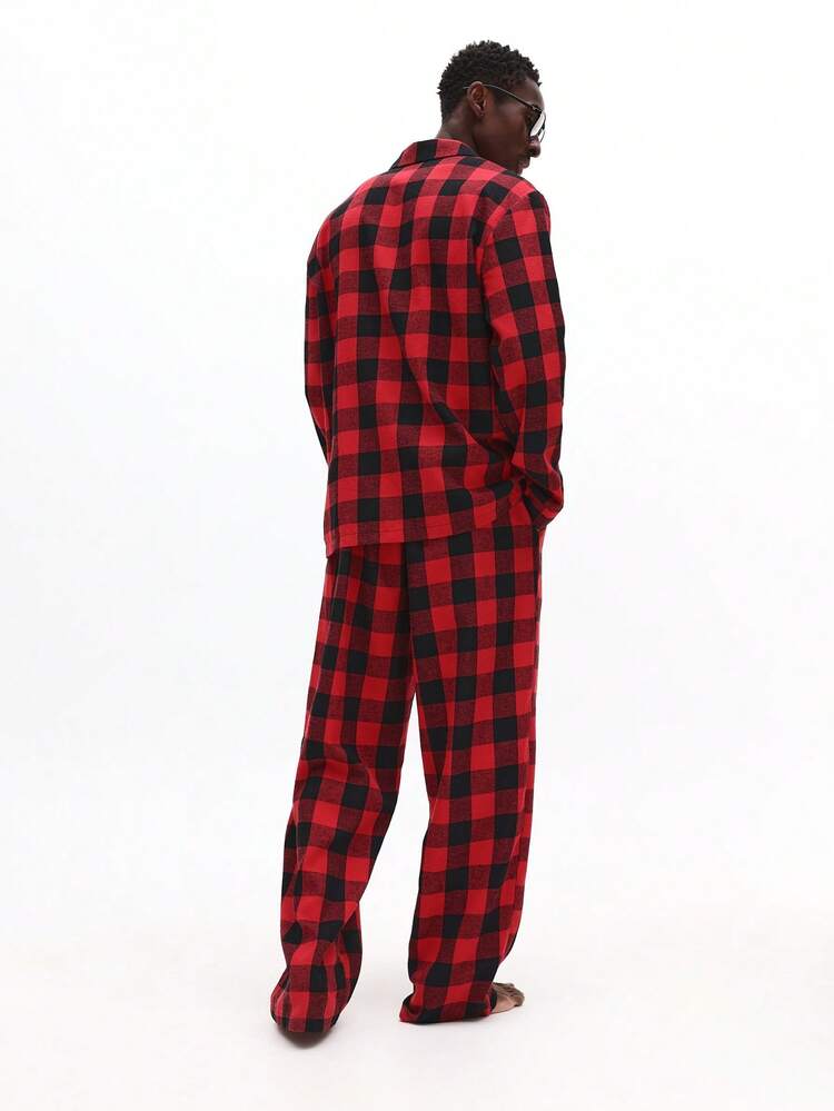 Flanell-Pyjama-Set mit Knopfleiste und Karomuster