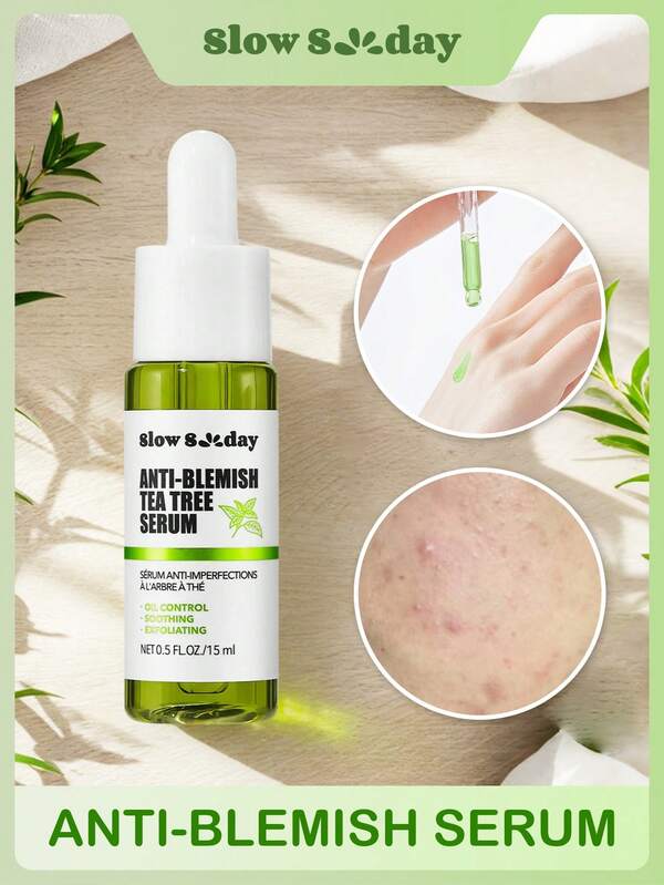 Siero anti-imperfezioni alla tea tree di SlowSunday, con niacinamide, olio di tea tree e acido salicilico, migliora le imperfezioni, i brufoli e uniforma la pelle del viso, adatto per stili autunnali e invernali, per l'autunno e l'inverno, lo stile Y2K, per Halloween, feste e regali, Ringraziamento e Capodanno, regali di ringraziamento, per Natale, regali di Natale