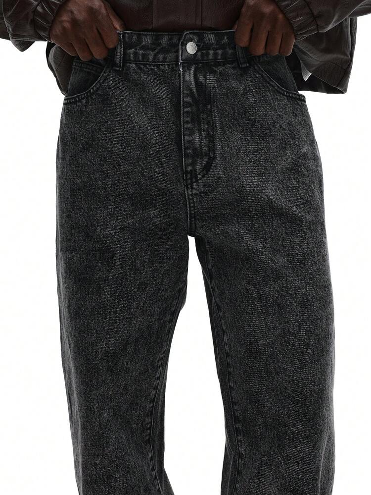 Acid Wash Straight Fit Denim Jeans