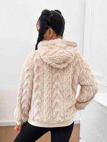 Tween Girls Textured Fleece Loose Fit Sweatshirt, Thick & Casual For Everyday Fashionable Wear