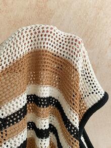 Soleia New Back To School Casual Resort Western Beach Wedding Guest Attire Graduation Brunch Women's Outfit, St. Patrick's Day Spring Break Easter Music Festival Elegant Bohemian Tropical Chic Asymmetrical Shoulder Striped Knit Two Pieces Set