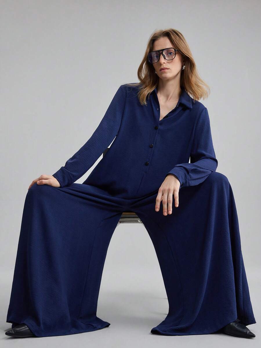 Ontre Bộ đồ liền thân ống đứng rộng rãi, dài tay, thoải mái dành cho nữ, phù hợp mặc hàng ngày, đi biển, đi nghỉ, đi làm, đi làm, đi làm, đi làm, thanh lịch cho tiệc Giáng sinh, tiệc mừng năm mới, kỳ nghỉ bãi biển