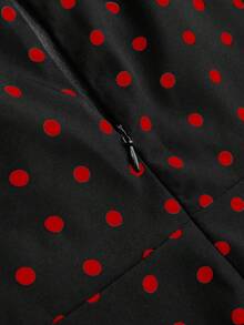 Velvienne Đầm midi chấm bi cổ vuông tay 3/4 thanh lịch, lãng mạn, dự tiệc hàng ngày, cỡ lớn cho nữ - Nhiều màu - Xem 4