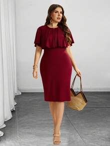 Auvina Plus Size Women's Red Tight Slimming Knee-Length Elegant Dress, Suitable For Weddings, Valentine's Day, Spring/Summer, Cooling Dress, Stress Relief Outfit, Evening Gown, Elegant Fashion Women Lounge, Summer Outfits For Women, St. Patrick's Day, Rave Outfits, Festival, Spring Break Outfits, Boho