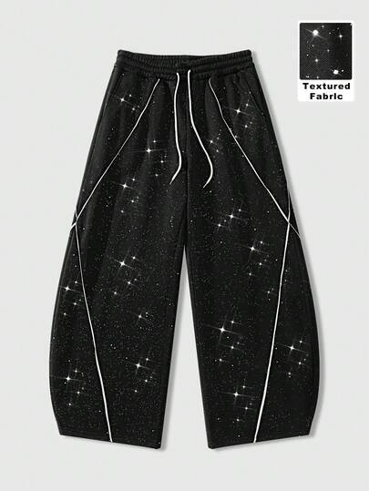 Street Life Pantaloni della tuta casual da uomo in tessuto strutturato con vita regolabile a cordoncino