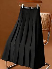 GlowEve CURVE 大码女式纯色百褶休闲/工作裙