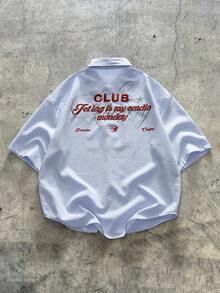 AXEPEAK Young Men's Casual Loose Fit Short Sleeve Striped Woven Shirt - Blue - View 1