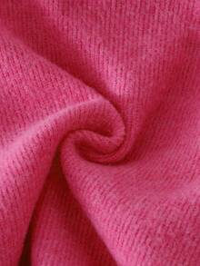 SHEIN 2 件套女婴休闲百搭长袖上衣和裤子套装，适合春秋冬季日常穿着 - 玫紅色 - 查看 7