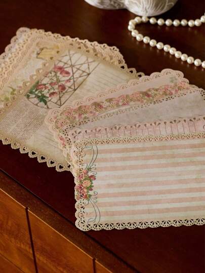 Cirelle vintage Romantique Série Dentelle Ajouré , Fleur Ornement , Bord Ajouré , Inscriptible , Grande Taille , Épais , Léger , Sel En Papier Rétro Matériel De Scrapbooking Pour Décoration Et collage