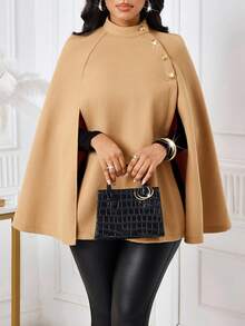 SHEIN Lady 女款秋季辦公駝色優雅大衣 - 卡其色 - 查看 7