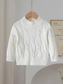 Bébé Filles Couleur Unie Style Vintage Manches Longues Pull Tricoté Col Roulé, Cou Chaud, Décontracté et Confortable, Convient pour la Maison, les Sorties, les Vacances, Noël, Halloween, les Fêtes du Nouvel An, Automne/Hiver