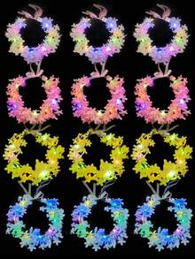 LED Flower Crowns Headbands - Mardi Gras Light Up Headband For Women, Garlands Glowing Floral Wreath Crowns For Wedding Beach Party Birthday Cosplay - Valentine's Day, Flowers, Couples, Love, Sets Gifts, Funny Gifts, Ribbon, Balloons - Multi-color light - View 1