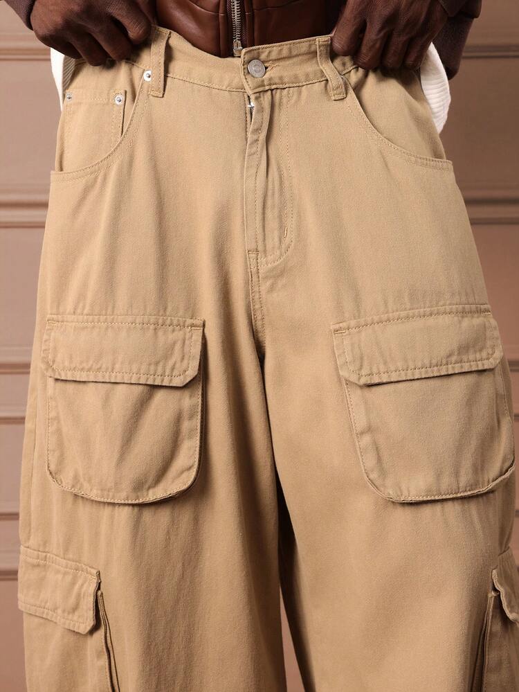 Wide Leg Cargo Jeans With Multiple Pockets