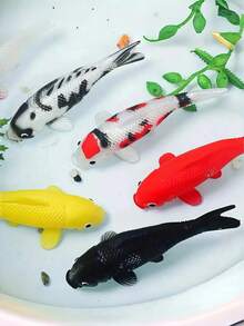 2 件随机颜色鲜艳逼真的仿真锦鲤金鱼模型 - 逼真的人造鱼装饰，适用于水族箱鱼缸，色彩缤纷的家居装饰，带有细致的鳞片和鳍 - 增强水下氛围，为您的空间增添一丝自然气息 - 彩色 - 查看 2