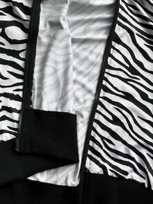 Sunspun Conjunto de 2 piezas de sudadera con estampado de cebra y falda mini con volantes para tallas grandes - Negro - Ver 7