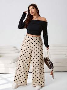 Solflare 2025秋冬季百搭灯芯绒波点印花休闲裤，适合外出、约会、日常休闲、通勤、聚会、居家等场合，时尚都市风，大码尺码可选 - 彩色 - 查看 5