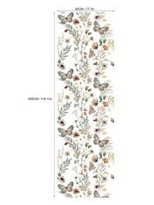 蜂蜜绽放蝴蝶花朵自粘墙纸草地景观撕下粘贴墙纸，野花草地墙纸，可移除墙纸，客厅、卧室、墙壁、家具翻新墙纸墙贴房间装饰墙贴 - 彩色 - 查看 5