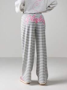 Missguided x Playboy Wide Leg Striped Jogger Sweatpants With Bunny Logo For Loungewear Comfort - Multicolor - View 2