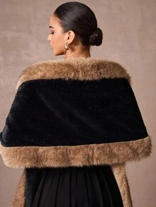Lumalex 秋冬户外仿兔毛撞色披肩女式仿皮草外套女式仿皮草大衣女式冬季叠穿单品仿皮草披肩黑棕色仿皮草女式轻松舒适奢华舞会聚会派对宴会低调复古闪亮假日派对锐舞节郊游度假热门户外丰富层次婚礼季宴会身份证古尔邦节古尔邦节派对新年寒冷天气秋季新款女装 - 黑色 - 查看 13