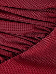 SHEIN MOD 3pcs Women's Elastic Fitted Short Ruffle Shoulder Tops,Red Top,Christmas,Red Tops For Women - Burgundy - View 4