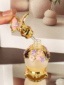 Luxury Style 15ml Vintage Pink Butterfly Perfume Bottle Decorative Empty Refillable Perfume Container Fancy Essential Oils Dropper Bottle Decor