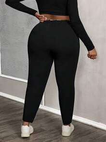 SHEIN PETITE CURVE 加大码长袖蝴蝶结装饰可爱毛衣，宽松针织套头衫，黑色，秋季，冬季 - 黑色 - 查看 2