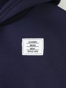 THE HAPPY LOOK 2件套男童字母图案柔软针织连帽卫衣和松紧腰裤套装 - 藍色 - 查看 4