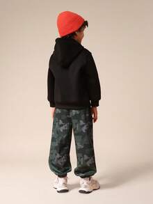 SUMWON Oversized Boys Dinosaur Gaming Hoodie And Camouflage Joggers Two Piece Casual Winter Outfit Set With Centre Pocket - Black - View 2