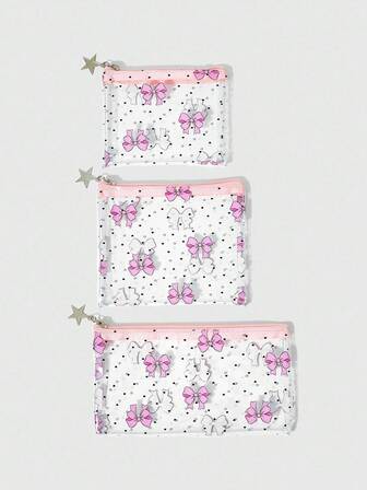 Kawaii 1 Stück transparente PVC Schleife Polka Dot Mode Kosmetiktasche 1263600