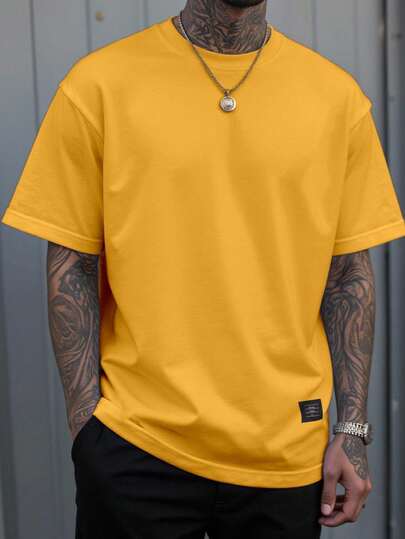 Manfinity LEGND Camiseta de manga corta de unicolor y versátil informal para hombre, de verano