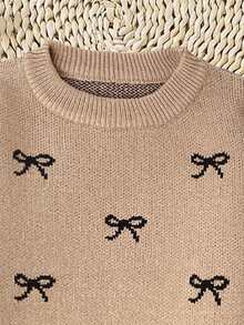 2件套少女心形图案宽松休闲运动衫和喇叭裤针织套装 - 彩色 - 查看 3