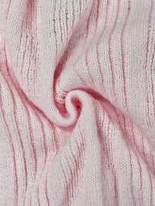 SHEIN PETITE Fashionable V-Neck Flare Sleeve Long Sleeve Women Sweater - Pink - View 7