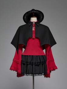 ROMWE Goth 女式哥特式黑色蝙蝠翼不对称下摆披肩 - 黑色 - 查看 11