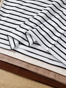 Camiseta básica de cuello redondo informal para niños preadolescentes - Marrón - Ver 3