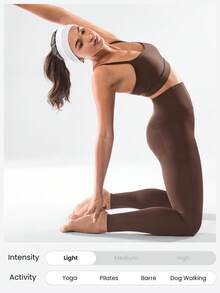 GLOWMODE 28" FeatherFit™-Warm Winter Moves Soft Stretchy Ultra High-Waist Side Pockets Leggings Autumn Winter Yoga Pilates Studio Wear - Chocolate Brown - View 6