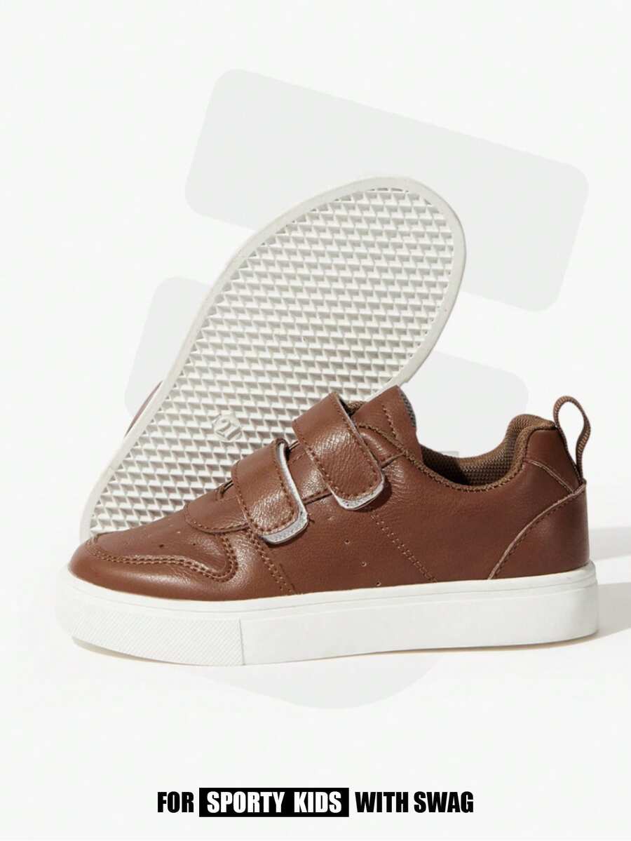 JNSQ A Pair Of All-Season Boys' Brown PU Basic  Casual, , Durable, Lightweight Running Shoes Kids Sneakers - Brown - View 1